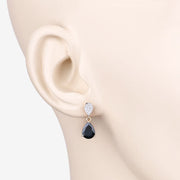 Bids.com 2.76 Carat Genuine Blue Sapphire and White Diamond 10K Yellow Gold Earrings Earrings