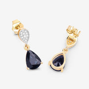 Bids.com 2.76 Carat Genuine Blue Sapphire and White Diamond 10K Yellow Gold Earrings Earrings