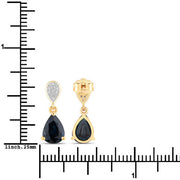 Bids.com 2.76 Carat Genuine Blue Sapphire and White Diamond 10K Yellow Gold Earrings Earrings