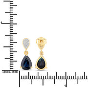 Bids.com 2.76 Carat Genuine Blue Sapphire and White Diamond 14K Yellow Gold Earrings Earrings