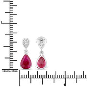 Bids.com 2.46 Carat Genuine Ruby and White Diamond 14K White Gold Earrings Earrings