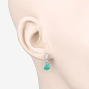 Bids.com 2.28 Carat Genuine Zambian Emerald and White Diamond 10K White Gold Earrings Earrings