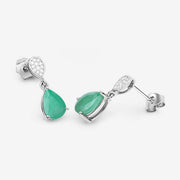 Bids.com 2.28 Carat Genuine Zambian Emerald and White Diamond 10K White Gold Earrings Earrings
