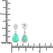 Bids.com 2.28 Carat Genuine Zambian Emerald and White Diamond 10K White Gold Earrings Earrings