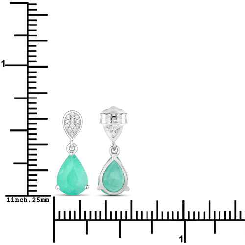 Bids.com 2.28 Carat Genuine Zambian Emerald and White Diamond 10K White Gold Earrings Earrings