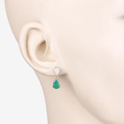 Bids.com 2.28 Carat Genuine Zambian Emerald and White Diamond 10K Yellow Gold Earrings Earrings