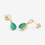 Bids.com 2.28 Carat Genuine Zambian Emerald and White Diamond 10K Yellow Gold Earrings Earrings
