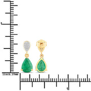 Bids.com 2.28 Carat Genuine Zambian Emerald and White Diamond 10K Yellow Gold Earrings Earrings