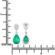 Bids.com 2.28 Carat Genuine Zambian Emerald and White Diamond 14K White Gold Earrings Earrings