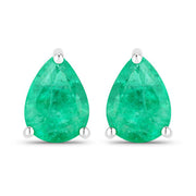 Bids.com 0.70 Carat Genuine Zambian Emerald 14K White Gold Earrings Earrings
