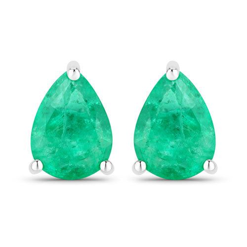 Bids.com 0.70 Carat Genuine Zambian Emerald 14K White Gold Earrings Earrings