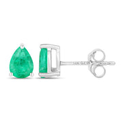 Bids.com 0.70 Carat Genuine Zambian Emerald 14K White Gold Earrings Earrings
