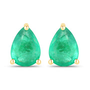 Bids.com 0.70 Carat Genuine Zambian Emerald 14K Yellow Gold Earrings Earrings