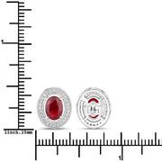 Bids.com 2.12 Carat Genuine Ruby and White Diamond 14K White Gold Earrings Earrings