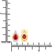 Bids.com 1.36 Carat Genuine Ruby and White Diamond 14K Yellow Gold Earrings Earrings