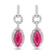 Bids.com 1.23 Carat Genuine Ruby and White Diamond 14K White Gold Earrings Earrings