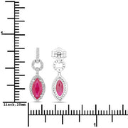 Bids.com 1.23 Carat Genuine Ruby and White Diamond 14K White Gold Earrings Earrings