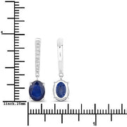 Bids.com 3.24 Carat Genuine Blue Sapphire and White Diamond 14K White Gold Earrings Earrings
