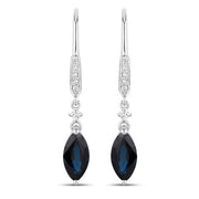 Bids.com 2.73 Carat Genuine Blue Sapphire and White Diamond 14K White Gold Earrings Earrings