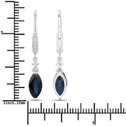 Bids.com 2.73 Carat Genuine Blue Sapphire and White Diamond 14K White Gold Earrings Earrings