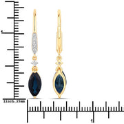 Bids.com 2.73 Carat Genuine Blue Sapphire and White Diamond 14K Yellow Gold Earrings Earrings
