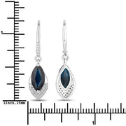 Bids.com 2.79 Carat Genuine Blue Sapphire and White Diamond 14K White Gold Earrings Earrings