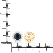 Bids.com 2.38 Carat Genuine Blue Sapphire and White Diamond 14K Yellow Gold Earrings Earrings