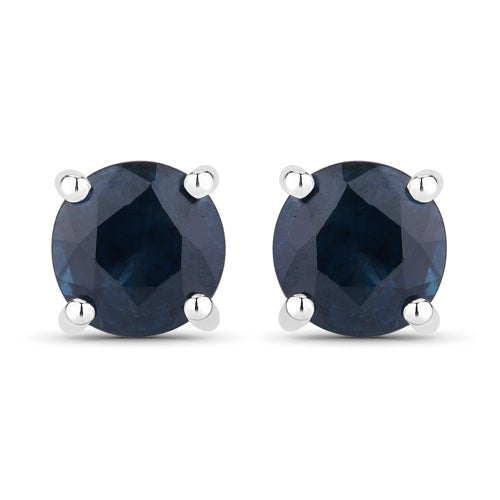 Bids.com 1.30 Carat Genuine Blue Sapphire 14K White Gold Earrings Earrings