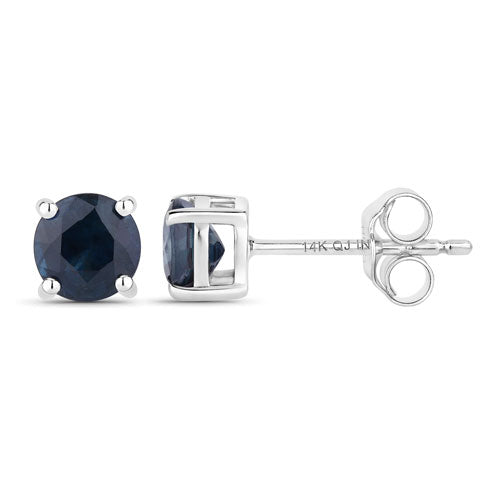 Bids.com 1.30 Carat Genuine Blue Sapphire 14K White Gold Earrings Earrings