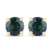 Bids.com 1.30 Carat Genuine Blue Sapphire 14K Yellow Gold Earrings Earrings