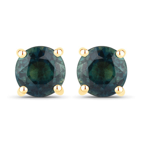 Bids.com 1.30 Carat Genuine Blue Sapphire 14K Yellow Gold Earrings Earrings