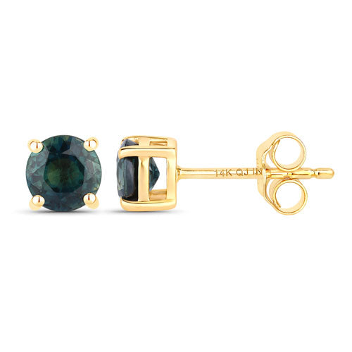 Bids.com 1.30 Carat Genuine Blue Sapphire 14K Yellow Gold Earrings Earrings