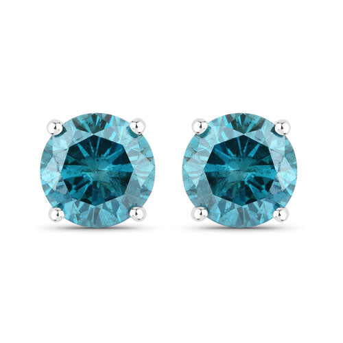 Bids.com 0.81 Carat Genuine Blue Diamond 14K White Gold Earrings Earrings