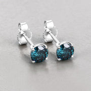 Bids.com 0.81 Carat Genuine Blue Diamond 14K White Gold Earrings Earrings