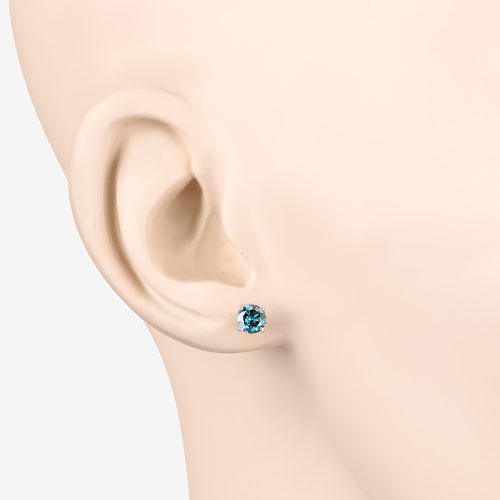 Bids.com 0.81 Carat Genuine Blue Diamond 14K White Gold Earrings Earrings