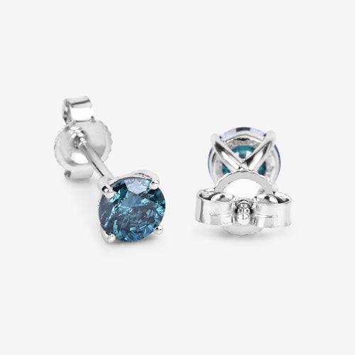 Bids.com 0.81 Carat Genuine Blue Diamond 14K White Gold Earrings Earrings