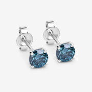 Bids.com 0.81 Carat Genuine Blue Diamond 14K White Gold Earrings Earrings