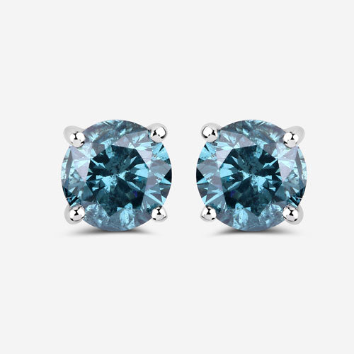 Bids.com 0.81 Carat Genuine Blue Diamond 14K White Gold Earrings Earrings
