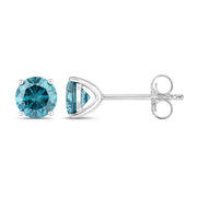 Bids.com 0.81 Carat Genuine Blue Diamond 14K White Gold Earrings Earrings