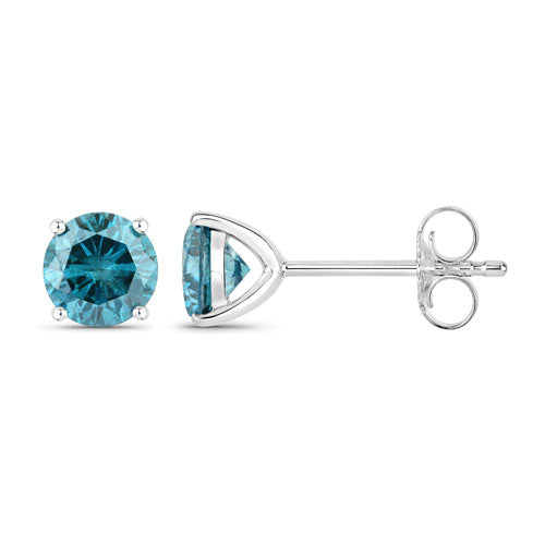 Bids.com 0.81 Carat Genuine Blue Diamond 14K White Gold Earrings Earrings