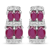 Bids.com 3.20 Carat Glass Filled Ruby .925 Sterling Silver Earrings Earrings