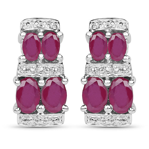 Bids.com 3.20 Carat Glass Filled Ruby .925 Sterling Silver Earrings Earrings
