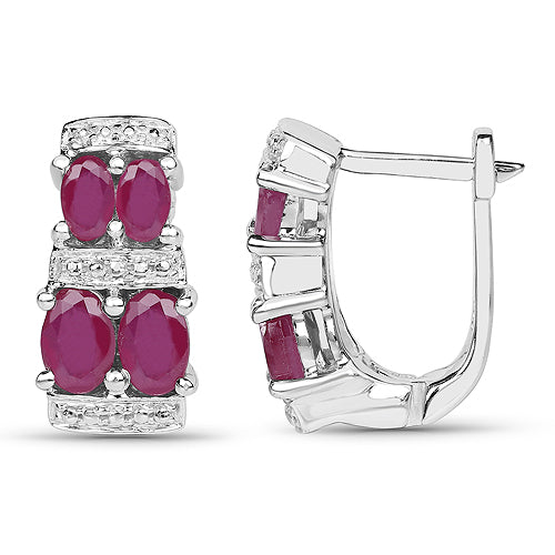 Bids.com 3.20 Carat Glass Filled Ruby .925 Sterling Silver Earrings Earrings