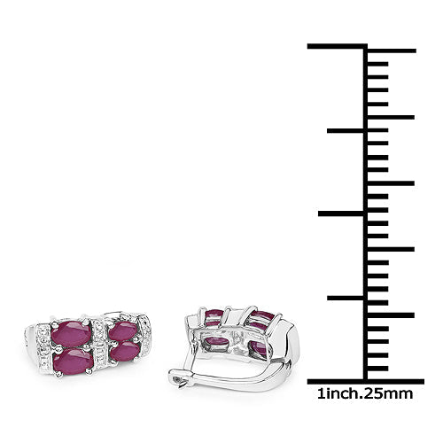 Bids.com 3.20 Carat Glass Filled Ruby .925 Sterling Silver Earrings Earrings