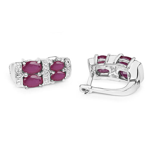 Bids.com 3.20 Carat Glass Filled Ruby .925 Sterling Silver Earrings Earrings