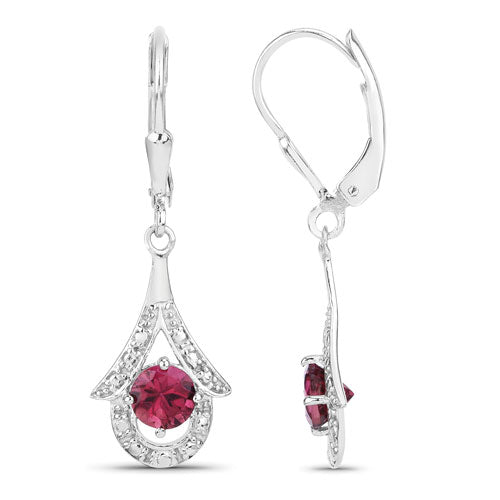 Bids.com 1.20 Carat Genuine Pink Tourmaline .925 Sterling Silver Earrings Earrings