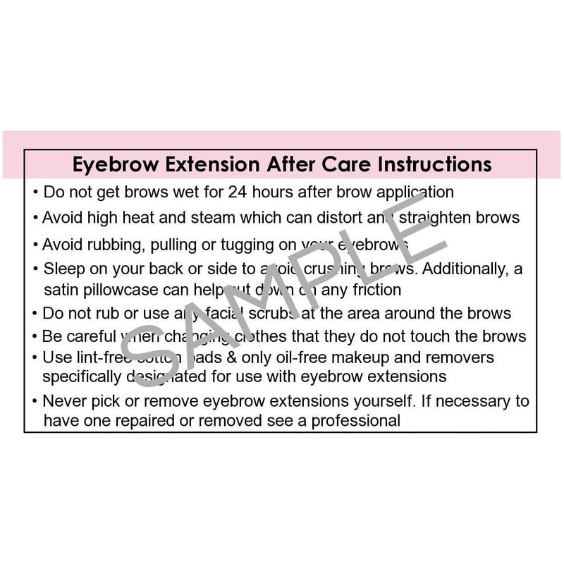 GladGirl Brow Care Instructions & Appointment Card - 25 per Quantity Marketing