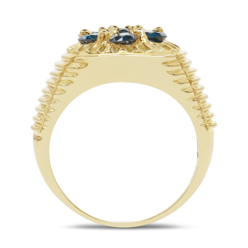 Bids.com 14K Yellow Gold Plated 1.40 Carat Genuine Blue Diamond .925 Sterling Silver Ring Rings