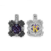 Bids.com 2.67 Carat Genuine Amethyst White Sapphire & Black Diamond .925 Sterling Silver Earrings Earrings