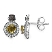 Bids.com 1.00 Carat Genuine Citrine and 0.31 ct.t.w Genuine Diamond Accents Sterling Silver Earrings Earrings